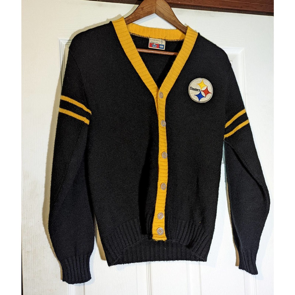 Nice VTG Pittsburgh Steelers Sears V button orlon acrylic sweater Put On Shop